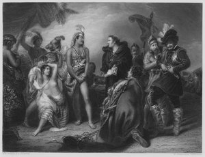Españoles y Peruanos, del cuadro en la Galería Vernon (grabado)