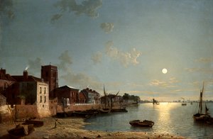 Cheyne Walk en Chelsea, a la luz de la luna de Henry Pether