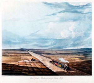 Tren cruzando Chat Moss, Lancashire, 1831