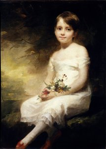 Retrato de Nancy Graham o niña pequeña sosteniendo flores de Henry Raeburn