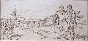 Los Obreros del Camino perturbados por los Golfistas, ilustración de la revista 
