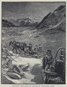 Regresando de Kara sobre el hielo del río Shilka de Henry Sandham