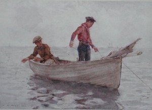 Niños pescando en Newlyn de Henry Scott Tuke