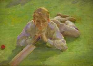 Henry Allen en ropa de cricket de Henry Scott Tuke