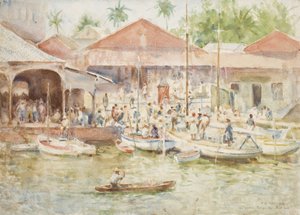 El mercado, Belice, Honduras Británica, 1924 de Henry Scott Tuke