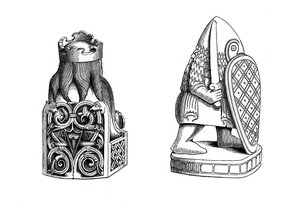 Piezas de ajedrez, siglo XII