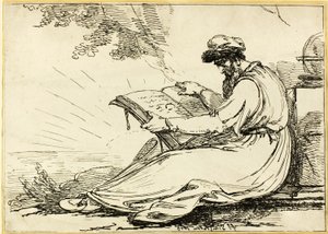 Oriental con Barba, Leyendo un Libro de Henry Singleton