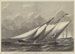 Regata del Royal Yacht Squadron, carrera por la Copa de la Ciudad, el yate Hildegarde del Príncipe de Gales rodeando el bote de bandera en la boya de Lepe