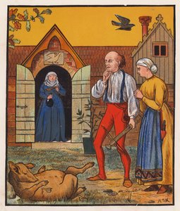 El sastre y el cuervo (litografía en color) de Henry Stacy (after) Marks