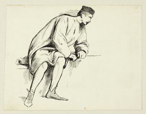 Hombre sentado apoyado en su brazo de Henry Stacy Marks
