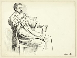 Hombre sentado fumando pipa de Henry Stacy Marks
