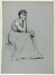 Mujer sentada apoyada en el codo de Henry Stacy Marks