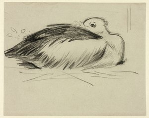 Boceto de cigüeña nidificante de Henry Stacy Marks