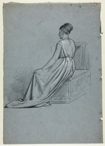 Mujer sentada mirando a la izquierda de Henry Stacy Marks