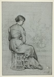 Mujer sentada en un taburete de Henry Stacy Marks