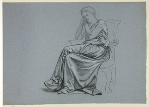 Mujer con bata suelta en una silla de Henry Stacy Marks