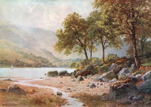 Cerca de Ardlui, Loch Lomond, Dumbartonshire (litografía en color)