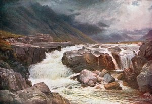 Río Coe, Glencoe, Argyllshire (litografía en color)