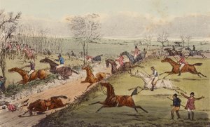 A Steeple-Chase, The Sunken Road (litografia en color) de Henry Thomas (after) Alken