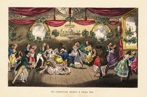 Bailarines chocando durante un vals en un elegante baile en París de Henry Thomas (after) Alken