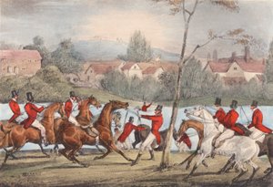 Mytton nada por el Severn en Uppington Ferry: "El que se llame a sí mismo deportista, ¡que me siga!". (litografía) de Henry Thomas (after) Alken