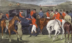 El "Encuentro" con los Staghounds de Lord Derby (litografía)
