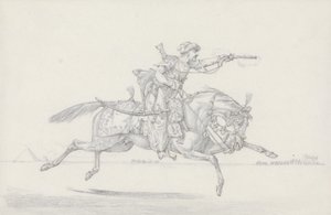 Un mameluco cargando disparando una pistola