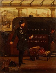 Un guardia junto a un vagón de equipaje de L & N-W. R. de Henry Thomas Alken
