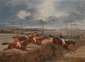 Escenas de una carrera de obstáculos: Tomando un seto de Henry Thomas Alken