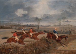 Escenas de una carrera de obstáculos: Saltando una cerca, ca. 1845 de Henry Thomas Alken