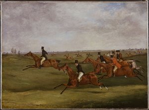 La gran carrera de obstáculos de Leicestershire, 12 de marzo de 1829: A toda velocidad de Henry Thomas Alken