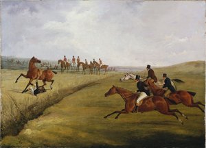 La gran carrera de obstáculos de Leicestershire, 12 de marzo de 1829: El clímax del desastre de Henry Thomas Alken