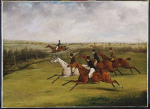La gran carrera de obstáculos de Leicestershire, 12 de marzo de 1829: El campo se vuelve selecto de Henry Thomas Alken
