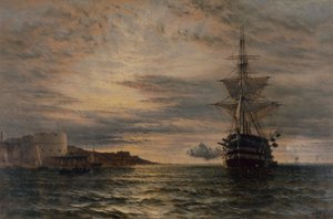 El Saludo Matutino Desde el HMS St Vincent frente a Portsmouth de Henry Thomas Dawson