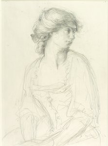 Estudio de medio cuerpo de una niña sentada de Henry Tonks