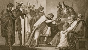 Eduardo II renunciando a su corona, grabado por Schiavonelli, ilustración de 