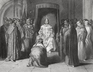 El rey Ricardo II nombrando caballeros a los reyes de Connaught, Ulster, Thomond y Leinster en 1394, 