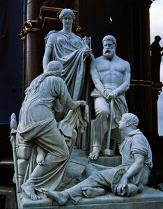 Grupo escultórico de Manufacturas del Memorial de Albert, completado en 1876