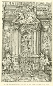 Altar y Santuario de San Ignacio, en la Iglesia del Gesù, Roma (grabado) de Henry William Brewer