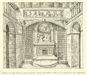 Capilla del Pesebre, Santa María la Mayor, Roma, restaurada, época de San Ignacio (grabado) de Henry William Brewer
