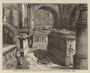 Funeral del difunto Sir Rowland Hill, la Capilla de San Pablo, Abadía de Westminster de Henry William Brewer
