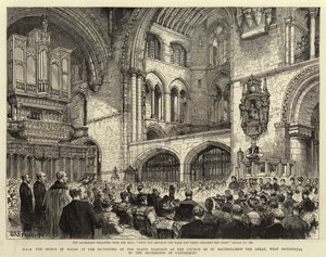 S.A.R. el Príncipe de Gales en la reapertura del Transepto Norte de la Iglesia de San Bartolomé el Grande, West Smithfield, por el Arzobispo de Canterbury de Henry William Brewer