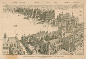 Puente de Londres y sus alrededores alrededor del año 1600