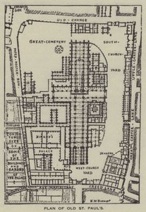 Plano de la Antigua Catedral de San Pablo de Henry William Brewer