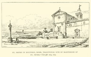 San Pietro in Montorio, Roma, sitio tradicional del martirio de San Pedro (grabado)