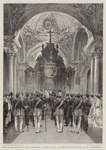 La boda del Zar, la ceremonia en la Capilla del Palacio de Invierno en San Petersburgo de Henry William Brewer
