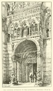 La entrada principal a la Catedral, Ferrara de Henry William Brewer