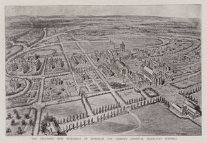 Los nuevos edificios propuestos en Horsham para el Hospital de Cristo, Bluecoat School de Henry William Brewer