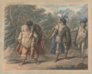 Falstaff cargando a Hotspur muerto de Henry William Bunbury