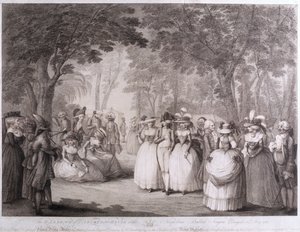Los jardines de Carlton House con cantantes de baladas napolitanas, grabado por William Dickinson, 1784 de Henry William Bunbury